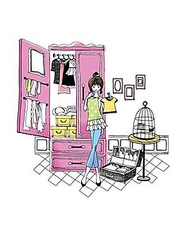 時尚女性 家庭生活 矢量人物 AI_27