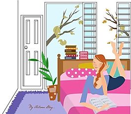 時尚女性 休閑秋日 矢量人物 AI_47