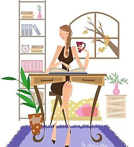 時尚女性 休閑秋日 矢量人物 AI_38