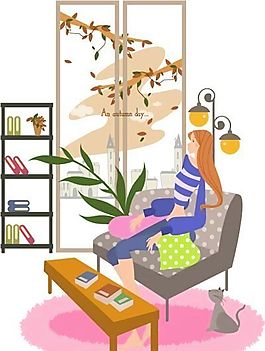 时尚女性 休闲秋日 矢量人物 AI_20