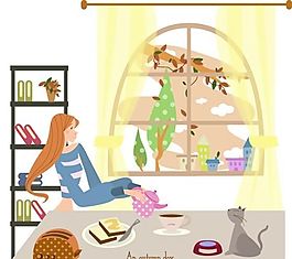 時(shí)尚女性 休閑秋日 矢量人物 AI_16