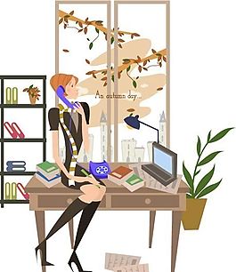 時(shí)尚女性 休閑秋日 矢量人物 AI_12