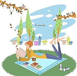 時(shí)尚女性 休閑秋日 矢量人物 AI_02