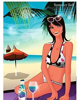 時(shí)尚女性 浪漫夏日 沙灘泳裝 矢量人物 AI_88