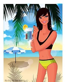 時(shí)尚女性 浪漫夏日 沙灘泳裝 矢量人物 AI_87