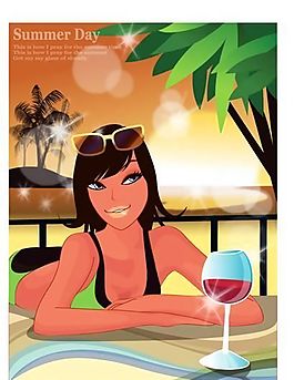 時(shí)尚女性 浪漫夏日 沙灘泳裝 矢量人物 AI_83