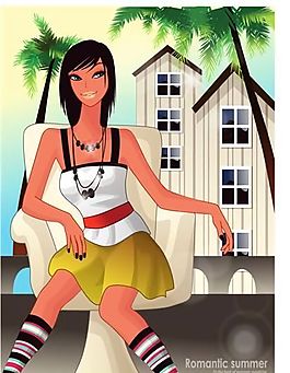時(shí)尚女性 浪漫夏日 沙灘泳裝 矢量人物 AI_75