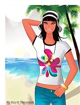 時尚女性 浪漫夏日 沙灘泳裝 矢量人物 AI_70