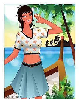 時(shí)尚女性 浪漫夏日 沙灘泳裝 矢量人物 AI_63