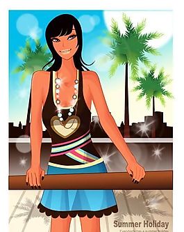 時尚女性 浪漫夏日 沙灘泳裝 矢量人物 AI_59