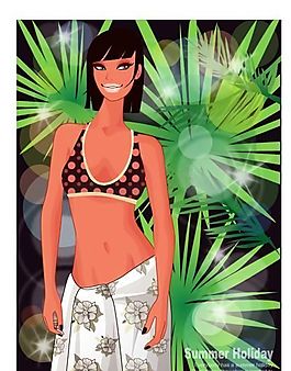 時(shí)尚女性 浪漫夏日 沙灘泳裝 矢量人物 AI_58