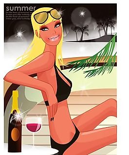 時(shí)尚女性 浪漫夏日 沙灘泳裝 矢量人物 AI_57