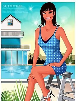 時尚女性 浪漫夏日 沙灘泳裝 矢量人物 AI_54