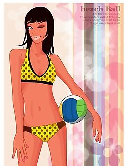時(shí)尚女性 浪漫夏日 沙灘泳裝 矢量人物 AI_51