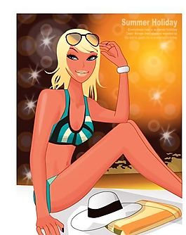 時尚女性 浪漫夏日 沙灘泳裝 矢量人物 AI_47