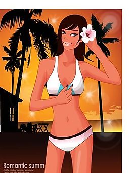 時(shí)尚女性 浪漫夏日 沙灘泳裝 矢量人物 AI_43