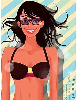 時(shí)尚女性 浪漫夏日 沙灘泳裝 矢量人物 AI_40
