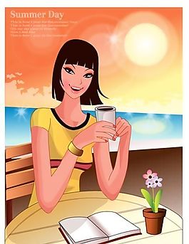 時(shí)尚女性 浪漫夏日 沙灘泳裝 矢量人物 AI_39