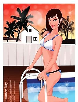 時(shí)尚女性 浪漫夏日 沙灘泳裝 矢量人物 AI_30