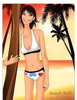 時(shí)尚女性 浪漫夏日 沙灘泳裝 矢量人物 AI_28