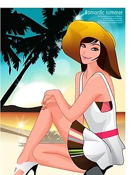 時尚女性 浪漫夏日 沙灘泳裝 矢量人物 AI_19