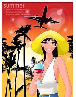 時(shí)尚女性 浪漫夏日 沙灘泳裝 矢量人物 AI_17