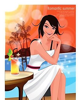 時尚女性 浪漫夏日 沙灘泳裝 矢量人物 AI_05