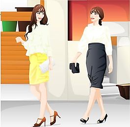 時(shí)尚女性 矢量人物 AI_81