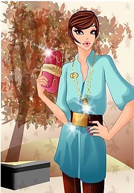 時尚女性 矢量人物 AI_51