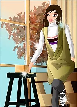 時(shí)尚女性 矢量人物 AI_34