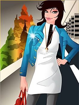 時尚女性 矢量人物 AI_15