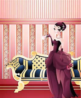 時(shí)尚女性 派對(duì)生活 矢量人物 AI_141