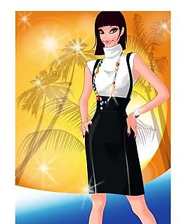 時(shí)尚女性 派對(duì)生活 矢量人物 AI_041