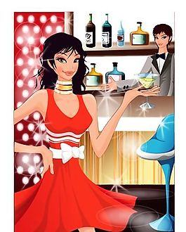 時(shí)尚女性 派對(duì)生活 矢量人物 AI_036