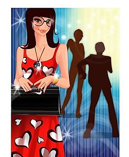 時(shí)尚女性 派對(duì)生活 矢量人物 AI_030