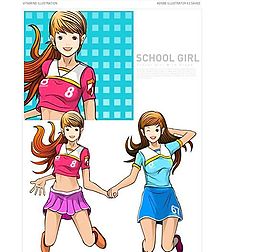 矢量美麗少女素材