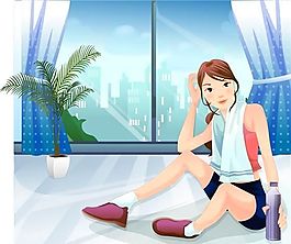 运动女孩矢量素材 ai格式_01