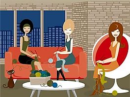 現(xiàn)代男女時(shí)尚生活插畫(huà)矢量素材 ai格式_21