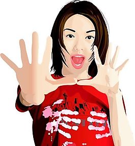 时尚女性 青年女孩 人物图案 矢量 AI_0110