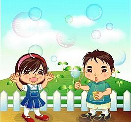 漫畫兒童 卡通兒童 學(xué)校生活 矢量 EPS格式 095