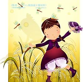 可愛(ài)小女孩 兒童 卡通人物 矢量 AI_0131