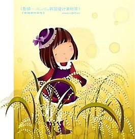 可愛(ài)小女孩 兒童 卡通人物 矢量 AI_0129