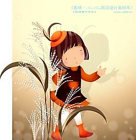 可愛(ài)小女孩 兒童 卡通人物 矢量 AI_0119
