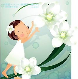 可愛(ài)小女孩 兒童 卡通人物 矢量 AI_0089
