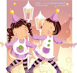 可愛小女孩 兒童 卡通人物 矢量 AI_0077