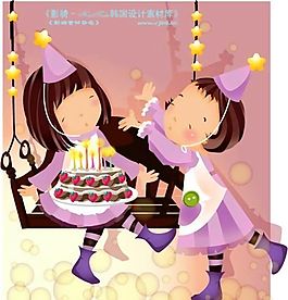 可愛小女孩 兒童 卡通人物 矢量 AI_0076