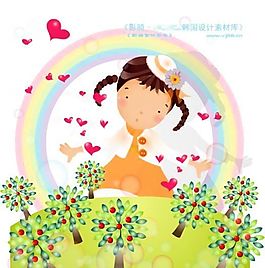 可愛小女孩 兒童 卡通人物 矢量 AI_0070