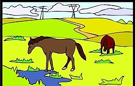 馬 常見動物 矢量素材 EPS格式_0215