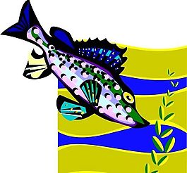 五彩小魚 水生動物 矢量素材 EPS格式_0607