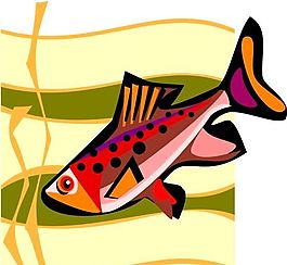 五彩小魚 水生動物 矢量素材 EPS格式_0174